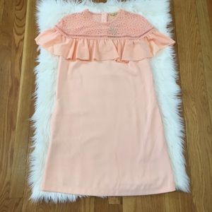 Gianni Bini Light Peach Lace Ruffle Dress